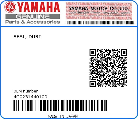 Product image: Yamaha - 4G0231440100 - SEAL, DUST  0