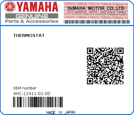 Product image: Yamaha - 4HC-12411-01-00 - THERMOSTAT  0
