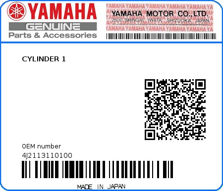 Product image: Yamaha - 4J2113110100 - CYLINDER 1  0