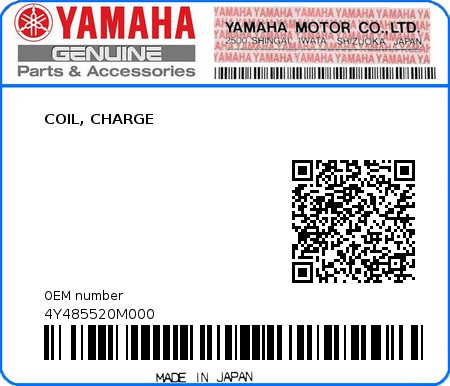 Product image: Yamaha - 4Y485520M000 - COIL, CHARGE  0