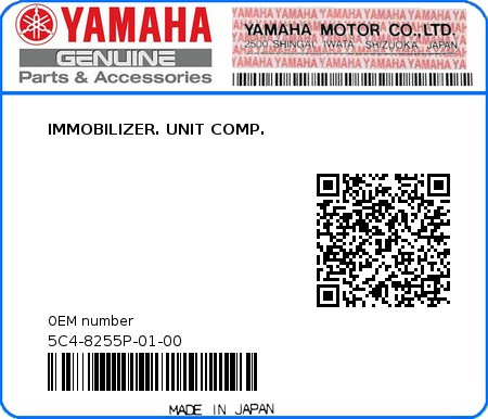 Product image: Yamaha - 5C4-8255P-01-00 - IMMOBILIZER. UNIT COMP.  0