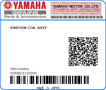 Product image: Yamaha - 5DM823100000 - IGNITION COIL ASSY  0
