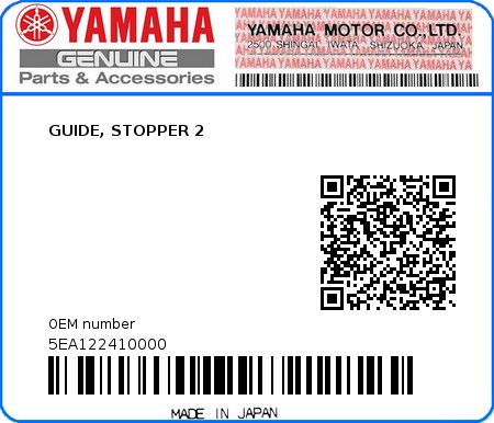 Product image: Yamaha - 5EA122410000 - GUIDE, STOPPER 2  0