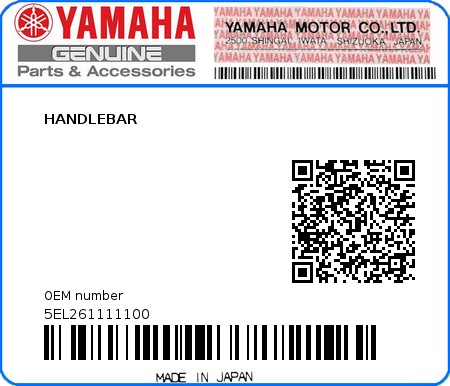 Product image: Yamaha - 5EL261111100 - HANDLEBAR  0