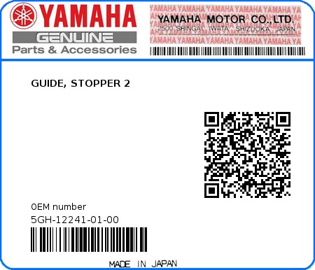 Product image: Yamaha - 5GH-12241-01-00 - GUIDE, STOPPER 2  0