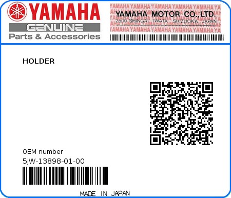 Product image: Yamaha - 5JW-13898-01-00 - HOLDER  0