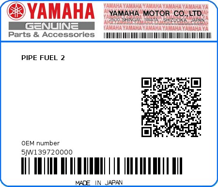 Product image: Yamaha - 5JW139720000 - PIPE FUEL 2   0