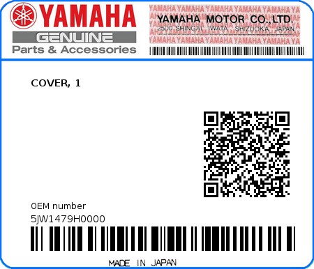 Product image: Yamaha - 5JW1479H0000 - COVER, 1  0