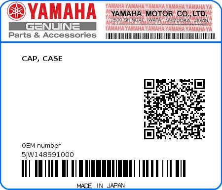 Product image: Yamaha - 5JW148991000 - CAP, CASE  0