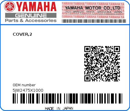 Product image: Yamaha - 5JW2475X1000 - COVER,2  0