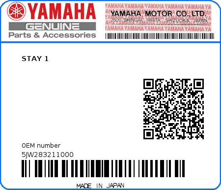 Product image: Yamaha - 5JW283211000 - STAY 1  0