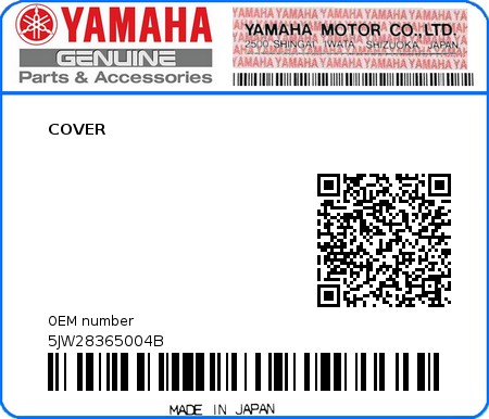 Product image: Yamaha - 5JW28365004B - COVER  0
