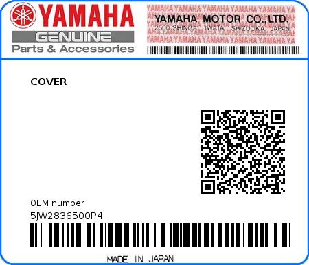 Product image: Yamaha - 5JW2836500P4 - COVER  0