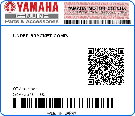 Product image: Yamaha - 5KP233401100 - UNDER BRACKET COMP.  0