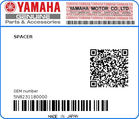 Product image: Yamaha - 5N8231180000 - SPACER  0