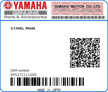 Product image: Yamaha - 5P5271111000 - STAND, MAIN  0