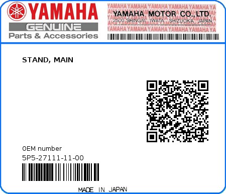 Product image: Yamaha - 5P5-27111-11-00 - STAND, MAIN  0