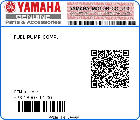 Product image: Yamaha - 5PS-13907-14-00 - FUEL PUMP COMP.  0