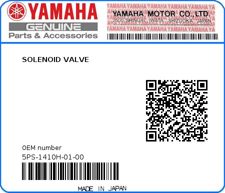 Product image: Yamaha - 5PS-1410H-01-00 - SOLENOID VALVE  0