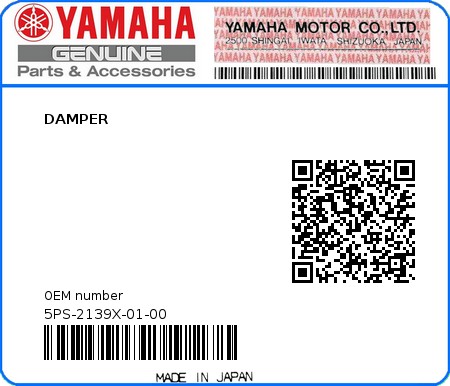 Product image: Yamaha - 5PS-2139X-01-00 - DAMPER  0