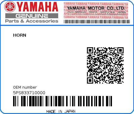 Product image: Yamaha - 5PS833710000 - HORN  0
