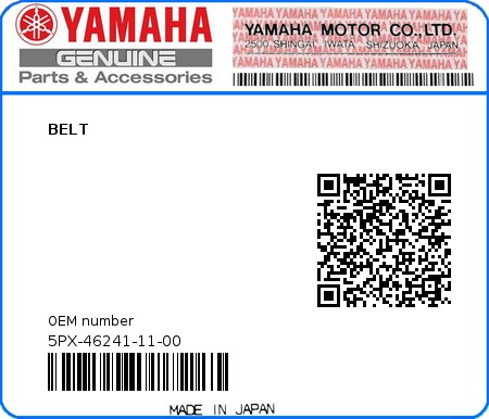 Product image: Yamaha - 5PX-46241-11-00 - BELT  0