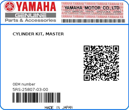 Product image: Yamaha - 5RS-25807-03-00 - CYLINDER KIT, MASTER  0