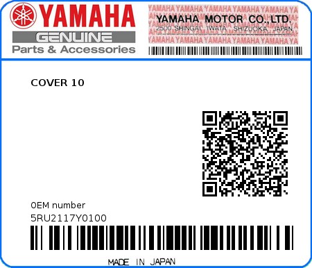Product image: Yamaha - 5RU2117Y0100 - COVER 10  0