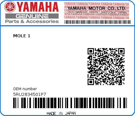 Product image: Yamaha - 5RU2834501P7 - MOLE 1  0