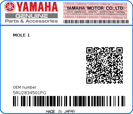 Product image: Yamaha - 5RU2834501PG - MOLE 1  0