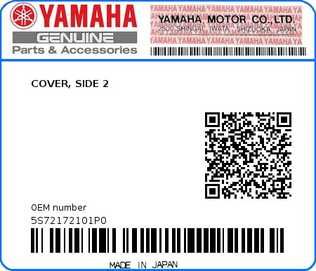Product image: Yamaha - 5S72172101P0 - COVER, SIDE 2  0