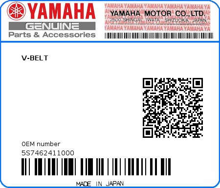 Product image: Yamaha - 5S7462411000 - V-BELT  0