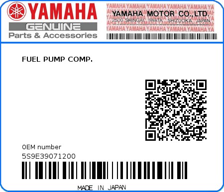 Product image: Yamaha - 5S9E39071200 - FUEL PUMP COMP.  0