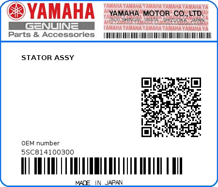 Product image: Yamaha - 5SC814100300 - STATOR ASSY  0