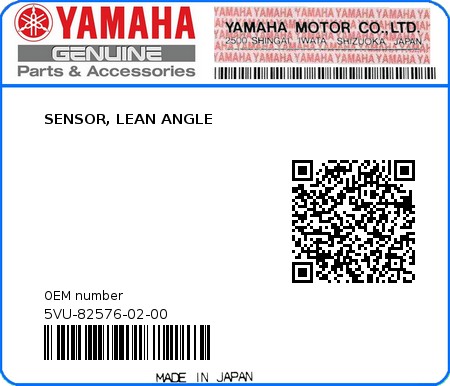 Product image: Yamaha - 5VU-82576-02-00 - SENSOR, LEAN ANGLE  0