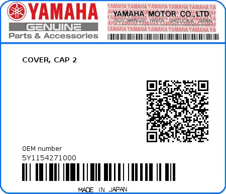 Product image: Yamaha - 5Y1154271000 - COVER, CAP 2  0