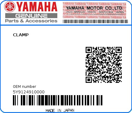Product image: Yamaha - 5Y9124910000 - CLAMP  0