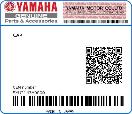Product image: Yamaha - 5YU2143A0000 - CAP  0