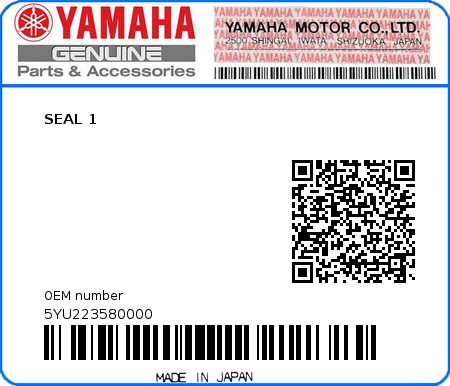 Product image: Yamaha - 5YU223580000 - SEAL 1  0