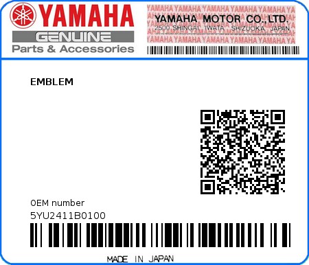 Product image: Yamaha - 5YU2411B0100 - EMBLEM  0