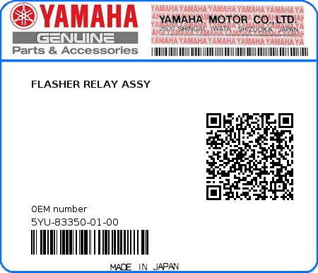 Product image: Yamaha - 5YU-83350-01-00 - FLASHER RELAY ASSY  0