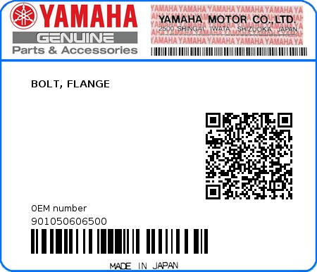 Product image: Yamaha - 901050606500 - BOLT, FLANGE  0