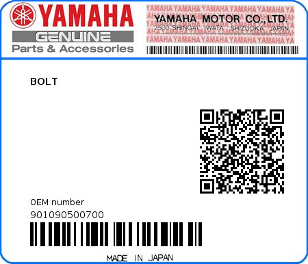 Product image: Yamaha - 901090500700 - BOLT  0