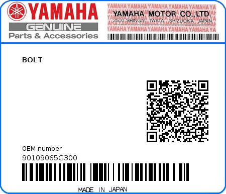 Product image: Yamaha - 90109065G300 - BOLT  0