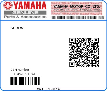 Product image: Yamaha - 90149-05019-00 - SCREW  0