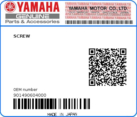 Product image: Yamaha - 901490604000 - SCREW  0