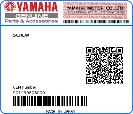 Product image: Yamaha - 901490608000 - SCREW  0