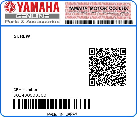 Product image: Yamaha - 901490609300 - SCREW  0
