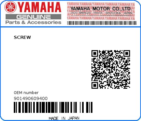 Product image: Yamaha - 901490609400 - SCREW  0