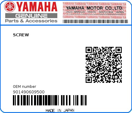 Product image: Yamaha - 901490609500 - SCREW  0